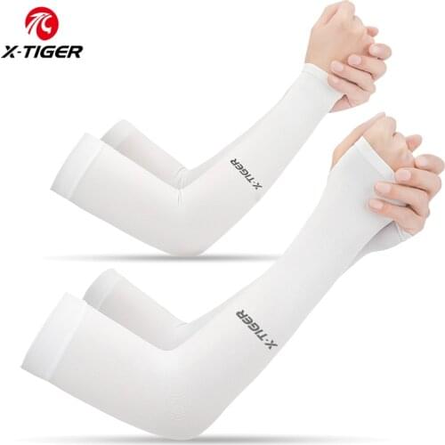 X-TIGER 2 Pairs/Lot Cycling Arm Warmers Running Outdoor UV Sun Protection Sleeves Unisex Breathable Ice Fabric Bicycle Arm Bands