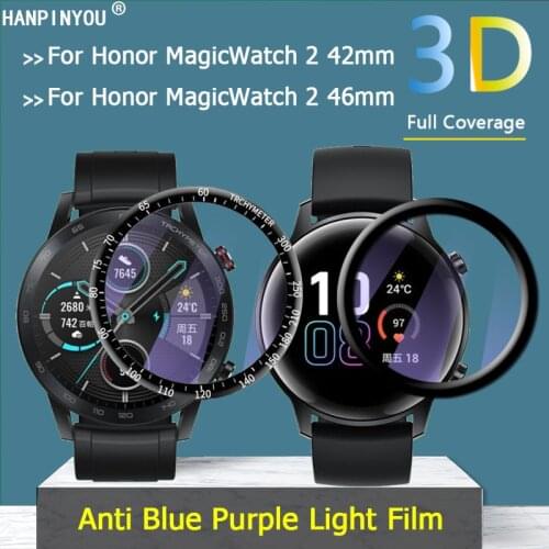 For Huawei Honor Magic Watch 2 42mm 46mm Purple Light Full Cover 3D Curved Plating Soft PMMA Film Screen Protector -Not Glass