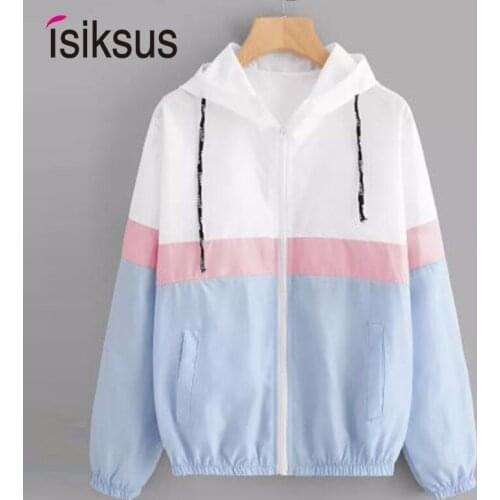 Isiksus Black Fall Windbreaker Jacket Womens Long Sleeve Hooded Coats Spring Autumn Outwear Casual Basic Jackets for Women WJ010