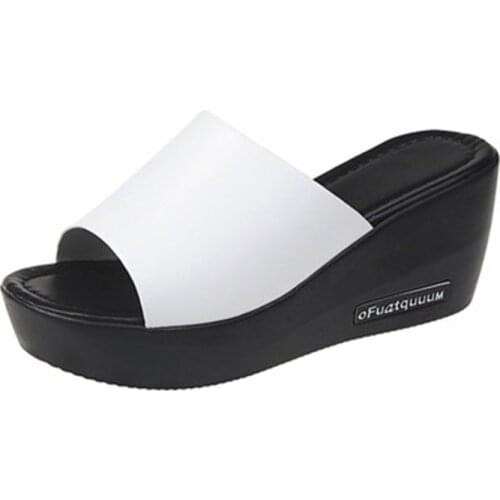 2021 Muffin Platform Sandal Womens Summer Slope Heel with Flip-Flop High Heel Korean Non-slip Fish Mouth Womens Slipper