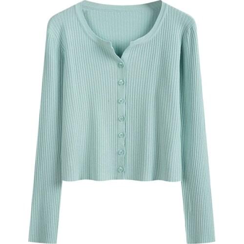 2021 Cardigan Autumn Long Sleeve Short Sweater Women Knitted Tops Black White Ladies Sweater Outwear Female