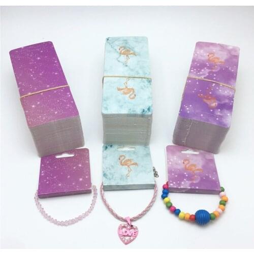 12x5cm rectangular jewelry card with Flamingo pattern DIY handmade pendant/hairpin/necklace price display card 100pcs
