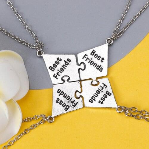 2020 New Splicing 4 Piece Set Best Friend Alloy Pendant Necklace Bff Friendship Necklace Good Sister Necklace Jewelry Gift