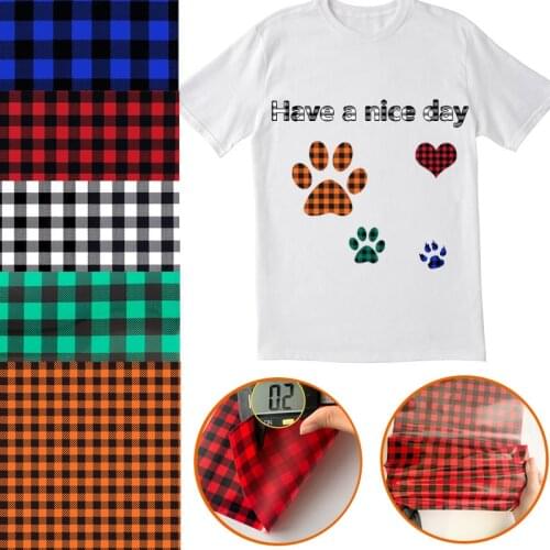 25CM*2M/3M Plaid Pattern PU Heat Transfer Vinyl Film Iron On Vinyl Heat Press Machine Cutting Plotter T-Shirt Christmas DIY