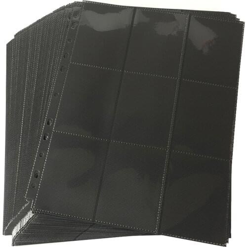 30 pages/Lot, 540 Pockets Side Insert Black Card Pages For Starndard Board Game Cards Side Loading Card Collection Pages
