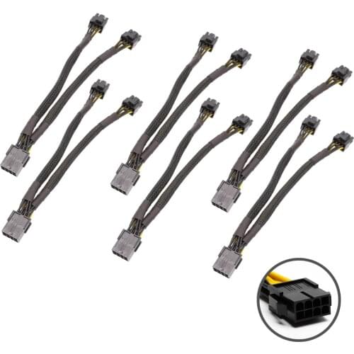 6pcs 8 pin PCI Express to Dual PCIE 8 (6+2) pin Power Cable 20cm Motherboard Graphics Card PCI-E GPU Power Data Cable Splitter
