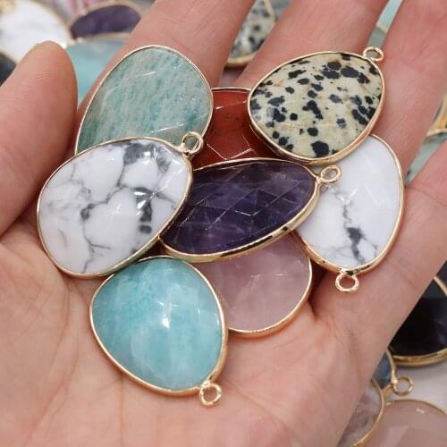 Irregular Shape Pendants Section Amethysts Damation Jaspers Pendants for DIY Jewelry Necklace Bracelets Making 23x34mm