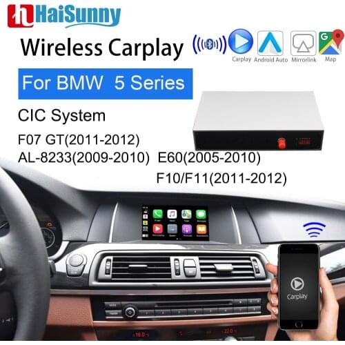 Wireless BMW CIC Carplay For 5Series F10 F11 F07 F18 E60 Support HD Multimedia Screen Reverse Camera Android Auto GPS Navigation
