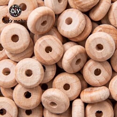 Lets Make 50pcs 10mm Beech Abacus Beads Wood Beads Necklace DIY Food Grade Baby Teether Beading Nipple Chain Accessories