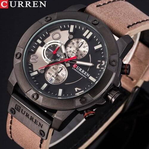 New Watches Men Luxury Brand CURREN Fashion Sports Wristwatch Chronograph Leather Strap Quartz Male Clock Relogio Masculino
