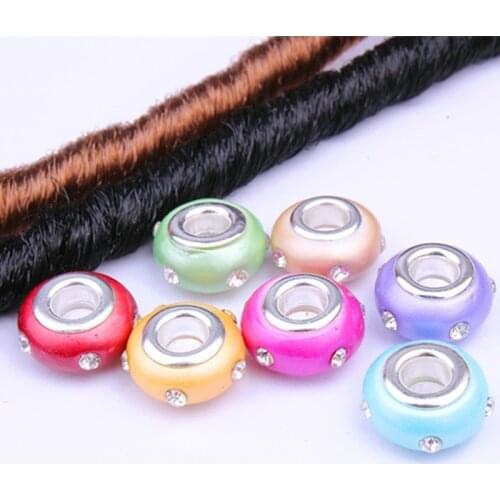 DIY Large Hole Studded Resin Beads Wig Jewelry Reggae Decorative Headwear Hair Band Dreadlock Accessories Hair Rings for Braids