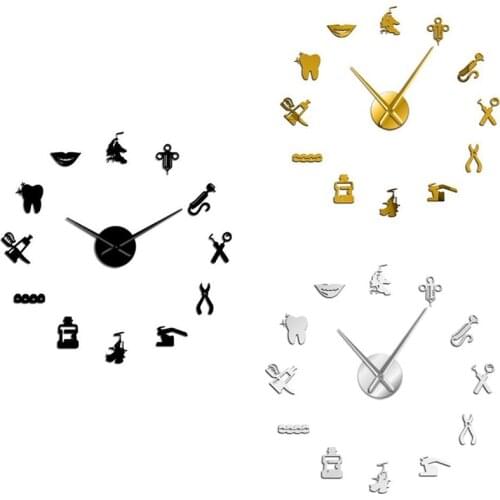 DIY Giant Wall Clock Big Needle Mirror Office Decor Art