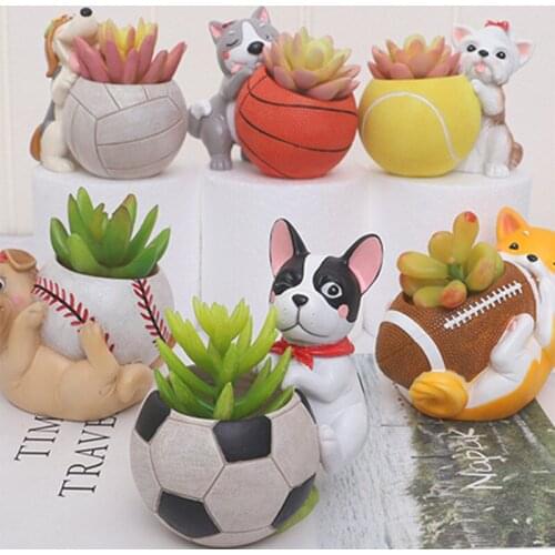 Succulent Plant Pot Dog Football Shaped Cartoon Ball Bonsai Stotage Plant Containers Succulent Planters Rugby Baseball