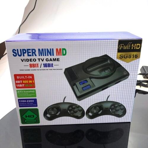 NEW FOR SUPER MINI MD Video Game Console For Sega Mega Drive MD 16 BIT 86 Games 8 BIT 605 Different Built-in Games Two Gamepads