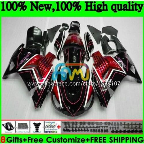 Injection For KAWASAKI ZX-14R ZX14R 12 13 14 15 16 17 24BS.48 ZZR1400 ZX 14R Red black hot 2012 2013 2014 2015 2016 2017 Fairing