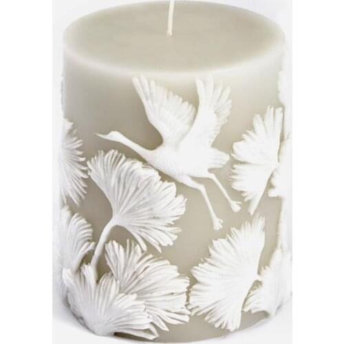 Silicone mold candle molds flowers birds candles aroma silicone mould Relief Crane and flower wedding candle DIY cylindrical