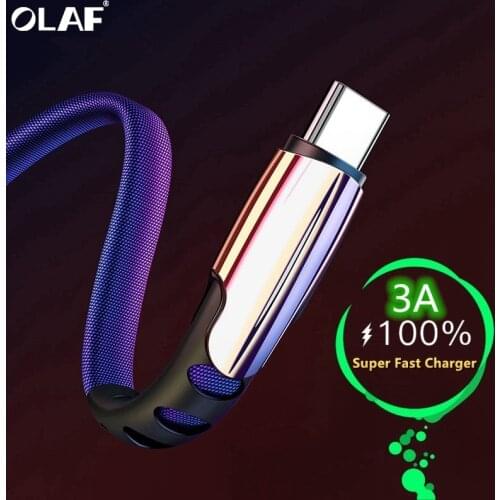 Olaf USB Type C Cable for Samsung S9 S8 Quick Charge 3.0 Fast Type-C Mobile Phone USB C Cable for Xiaomi mi9 Redmi note 7 8 Cord