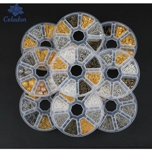 8 Slots Beads Kit Jump Rings Chains Crimp End Lobster Clasps Earring Hooks Clips Ball Head Pins DIY Jewelry Beads Making Box