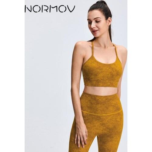 NORMOV Print/Solid Yoga Set Soft 2 Piece Sports Set Gym Bra+High Waist Leggings Female Seamless Yoga Suit Sportswear Women