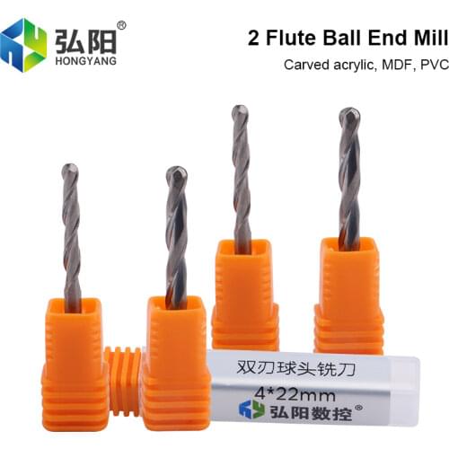 1pc 3.175mm 4mm 6mm 2 Flute Spiral Ball Nose End Mill CNC Milling Cutter Bit, Used For Wood Tungsten Carbide Milling Path Tool
