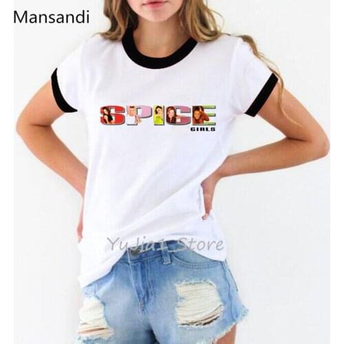 Cool Spice Girls T-Shirt Women vogue T shirt Maiden Tops letters print graphic tee shirt femme streetwear 90s tumblr clothes