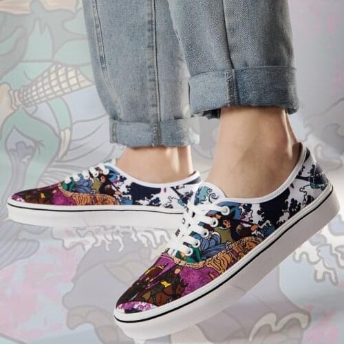 2021 Chinese Style Low Sneakers Men Graffiti Shoes Casual Anime Print Unisex Skateboard Shoes Men Designer Canvas Shoes For Men