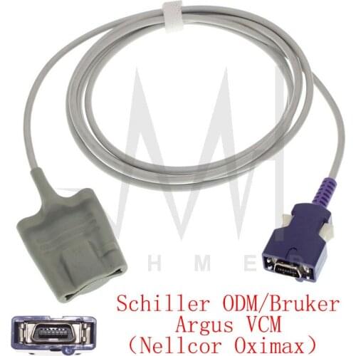 Nellcor Oximax for Pulse Oxygen Sensor of Schiller ODM/Bruker Argus VCM Monitor,14pin 3m Oximetry Probe Cable Finger/Ear