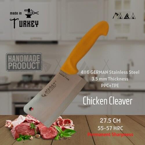 ATASAN Gold Series Chicken Cleaver Chopping Knife Handmade High Quality Professional Stainless Steel Chefs Knives 2021 Turkish