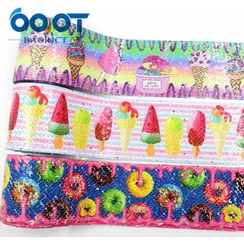 OOOT BAORJCT I-19410-911,Printing Sequin Shiny Glitter Cartoon 3'' Ribbon DIY Hairbows Accessories Wedding Party Decoration 2y
