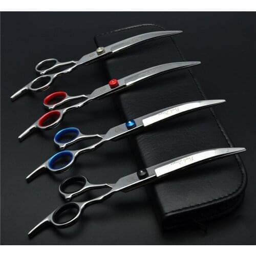 7 inch 19.5cm 62HRC Professional Dogs Cats Pets Hair Shears Hairdressing Scissors Cutting Shears Bent Down Curved Scissors Z4001