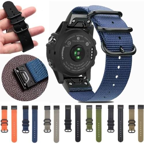 20/22/26MM Sport Nylon Watch Band For Garmin Fenix 5 / 5X Plus / 5S / 5S Plus / 5X /5X Plus Quick Release Canvas Strap Watchband