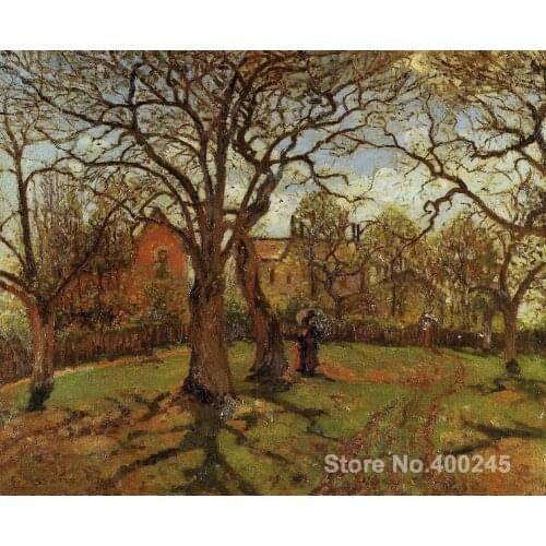 Canvas Art Reproduction Chestnut Trees, Louveciennes, Spring Camille Pissarro Paintings for sale hand-painted High quality