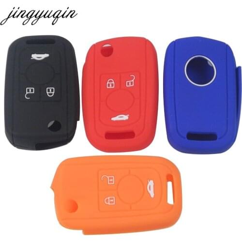 Jingyuqin 10pcs/lot Silicone Key fob Case for Buick Excelle Regal RS 3BTN Remote Flip Folding Key Rubber Cover Holder Protector