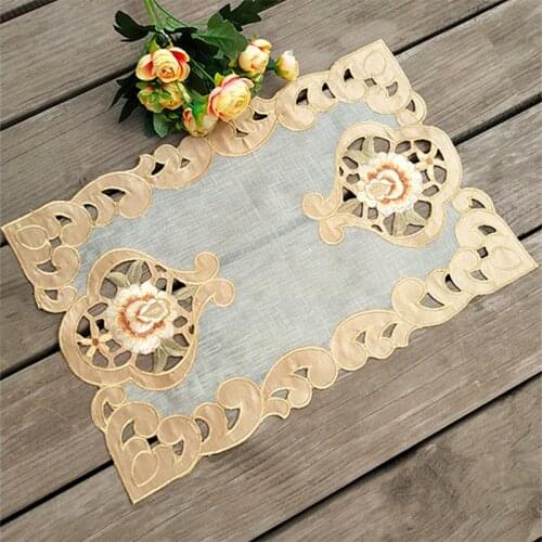 Super Gold Hollow embroidery placemat cup mug tea coffee pan coaster kitchen dining table place mat lace doily wedding drink pad