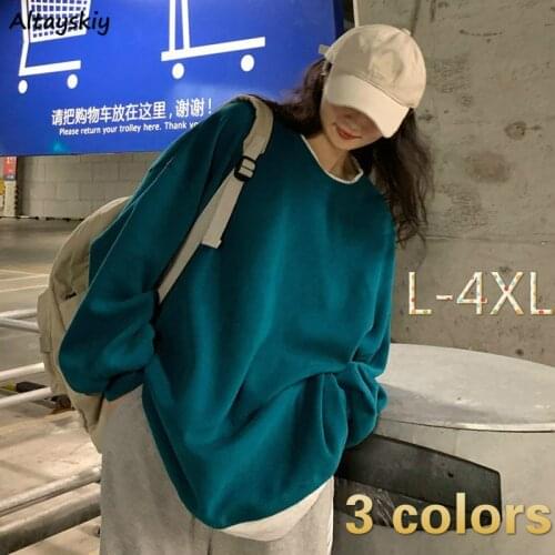 Sweatshirts Women Adult Couple Leisure Teens All-match Daily Fake Two Pieces Design Simple Spring Thicker Large Size Pullovers