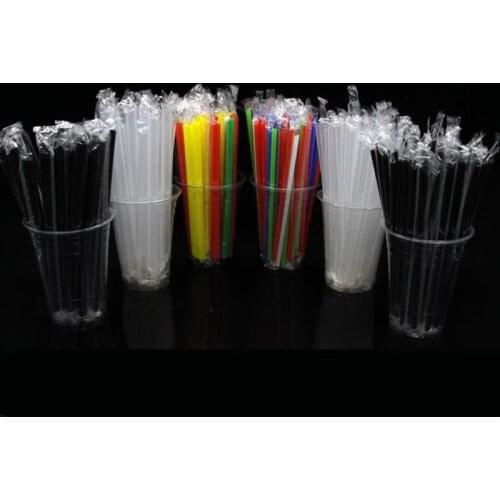 200pcs Clear Individually Wrapped Drinking PP Straws Tea Drinks Straws Smoothies Jumbo Thick Holiday Event Party