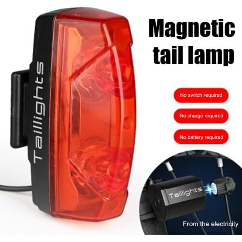 Bicycle Taillight Magnetic Induction Mountain Bike Cycling Tail Rear Light Night Safety Warning Lamp MTB Bike Light Back Light