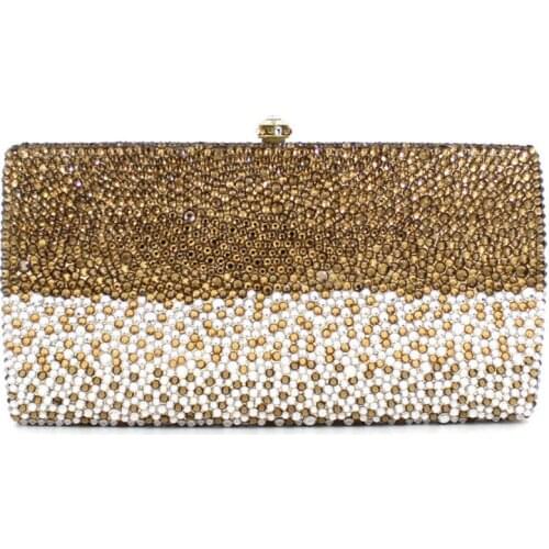 Lady Gold Crystal Diamond Handbag Women Evening Clutch Party Purse Fashion Multicolored Rhinestone Clutches Shoulder Handbags