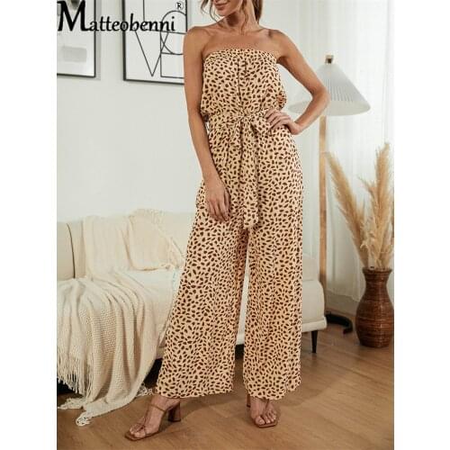 Plus Size Overalls Sexy Off Shoulder Long Jumpsuits Women Floral Printed Short Sleeve Sashes Fashion Tube Top Bodycon Rompers