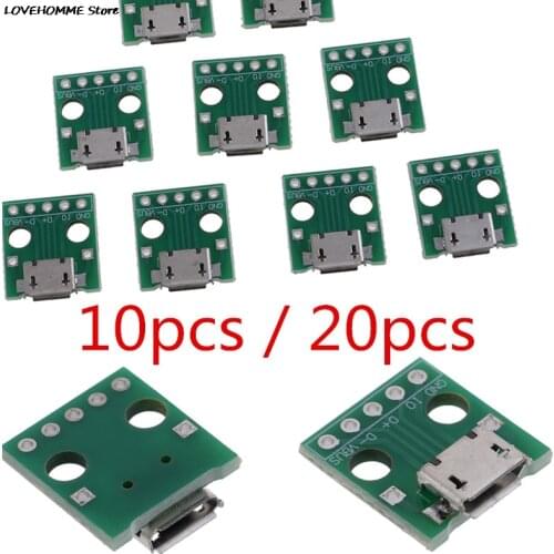 10Pcs / 20pcs Mini Micro USB To DIP Adapter 5Pins Female Connectors PCB Converter Boards Hot Sale