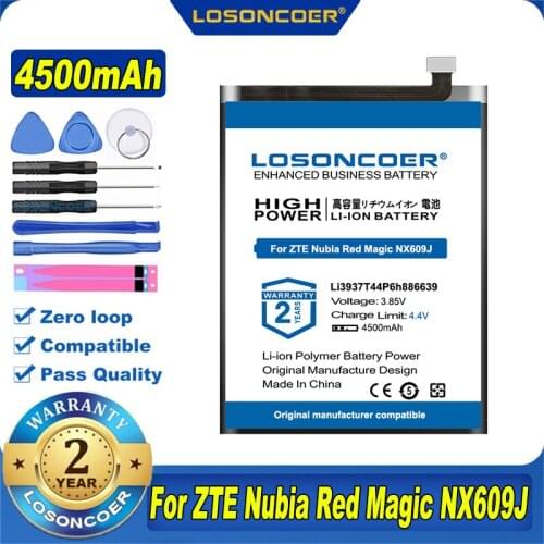 100% Original LOSONCOER NEW 4500mAh Li3937T44P6h886639 Battery For ZTE Nubia Red Magic / Red Magic Mars / Red Devil / NX609J