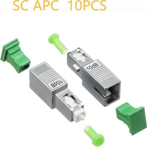 20PCS SC APC Simplex mode fiber optic Attenuator SC FTTH 10dB metal male Fiber Attenuator 10bd