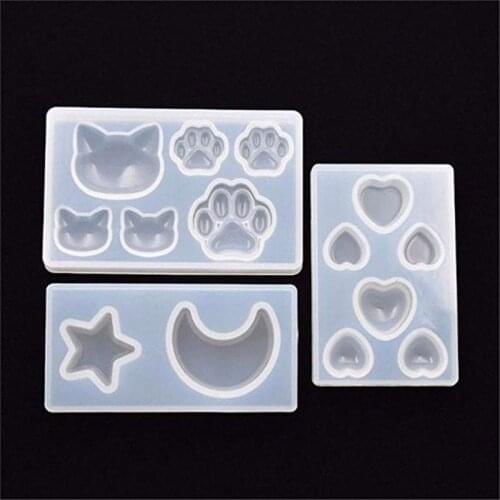 3 Pcs Star Moon Cat Footprint Love Heart Jewelry Silicone Mold Resin Epoxy DIY Mobile Phone Decoration Jewelry Tools