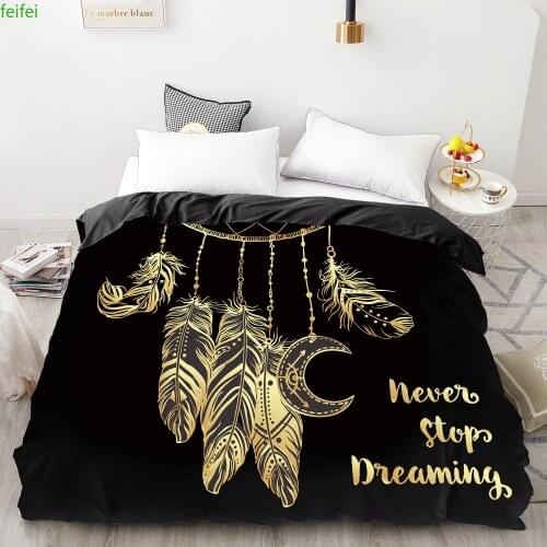 3D HD Digital Printing Custom Duvet Cover,Comforter/Quilt/Blanket case Queen King Bedding 220x240,Bedclothes Golden feather