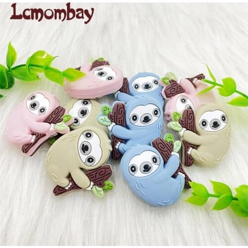 50/100PCS Mini Sloth Silicone beads DIY Animal Baby Shower Teething Montessori Sensory Cartoon Jewelry Beads BPA Free