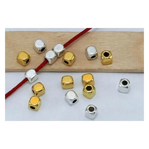 50pcs/Lot 4mm Metal Filigree Polygon Loose Spacer Bead polyhedron For Diy Jewelry Finding Making Supplies d43s