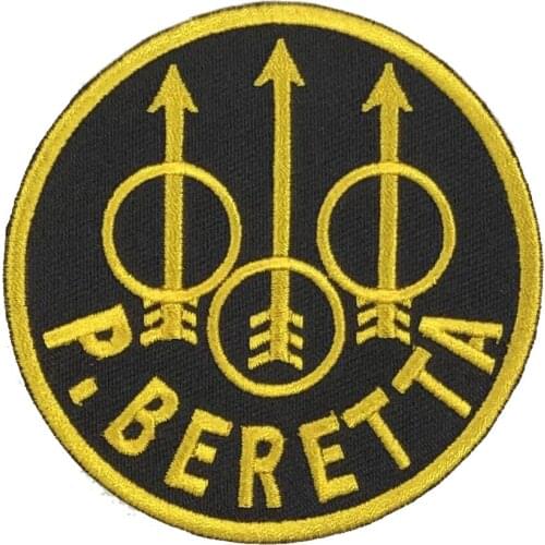 8CM Toppa P-BERETTA Iron On DIY Embroidered Appliques Sew On Stickers For Clothing fabric Bags