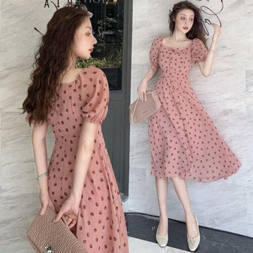 998# Maternity Dress Summer Chiffon Dot Printing Short Sleeves Easy Matching Loose Stylish Dress Pregnant Women Mom Dress