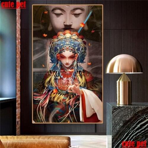 Large DIY Diamond Painting Chinese opera style cross stitch Full square round Diamant Embroidery art mosaic diamond Home Decor
