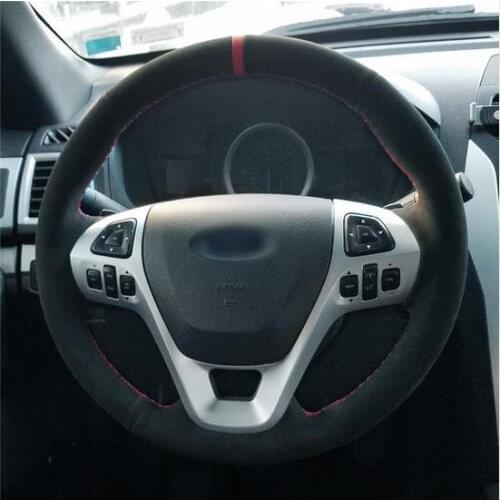 Black Leather DIY Car Steering Wheel Cover For Ford Explorer 2011-2019 Taurus 2013-2019 Edge 2011-2014